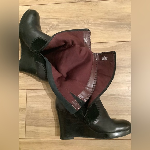 Vintage Suede and leather platform wedge heel boots 3.25” - Picture 6 of 12